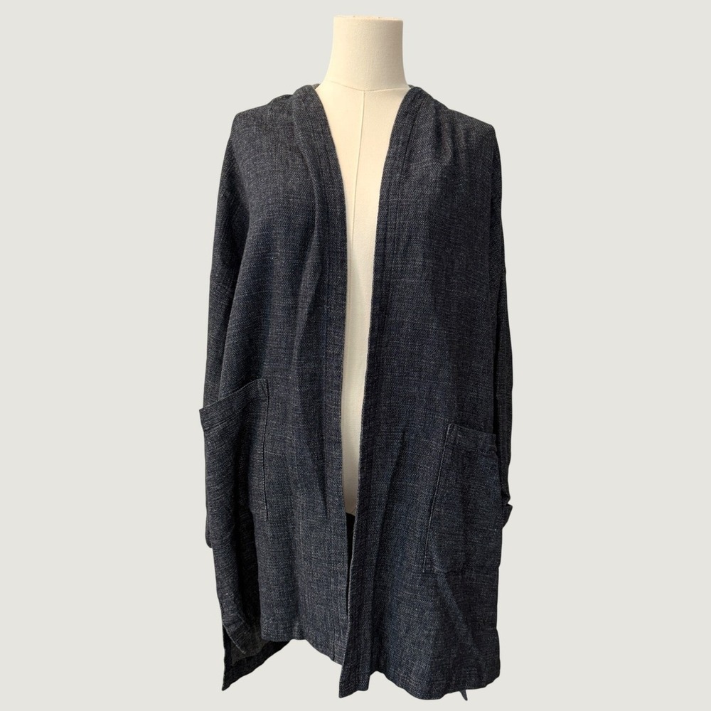 Eileen Fisher Hemp Organic Cotton Cardigan Minimalist Lagenlook Petite Medium